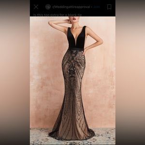 Nude and black sequenced gown
